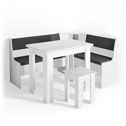 Eckbankgruppe Vicco Roman in Weiß/Anthrazit mit Tisch 150 x 120 cm