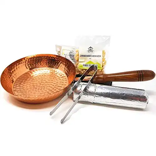 Räucherpfanne Myzirbe Set 5-teilig mit Kupfergefäß für Räuchern