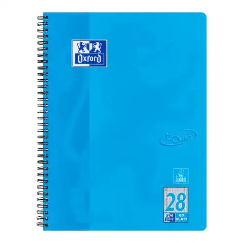 Collegeblock Oxford Touch A4 kariert mit Doppelrand, 80 Blatt
