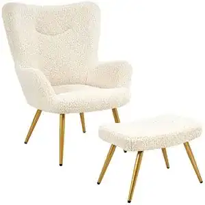 Ohrensessel Yaheetech mit Hocker aus Polyester-Bezug