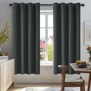 Deconovo Thermovorhang blickdicht, Dunkelgrau, 175×140 cm, 2er Set