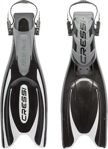 Cressi Herren Frog Plus Flossen BF205538 in schwarz/silber