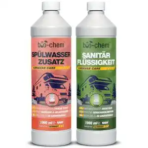 Campingtoiletten-Set mit biologischer Sanitärflüssigkeit und Spülwasserzusatz