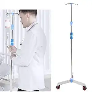 Infusionsständer Tmishion aus Edelstahl mit 2 Haken, höhenverstellbar