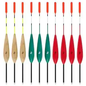Angelposen Holzrutsch-Bobber 10 Stück für verschiedene Fischarten