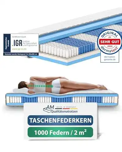 AM Qualitätsmatratze mit 1000 Federn und 7 Zonen