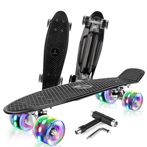 Beleev Penny-Board 22 Zoll mit LED Leuchtrollen für Kinder und Erwachsene