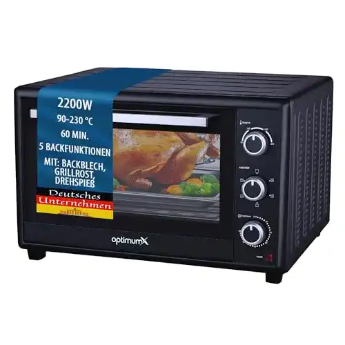 Minibackofen OptimumX 60 Liter mit Umluft und Drehspieß