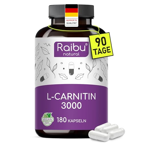 Raibu L-Carnitin Kapseln hochdosiert – 180 vegane Kapseln