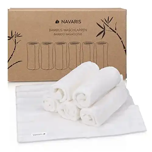 Navaris Waschlappen Set für Babys, 6-teilig, aus Bambus, 25×25 cm