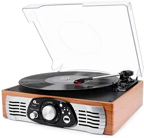 1byone Stereo Plattenspieler mit 3 Geschwindigkeitsstufen