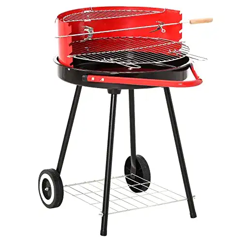 Rundgrill Outsunny Holzkohlegrill mit Rollen für flexibles Grillen