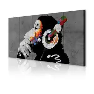 Akustikbild Decomonkey Banksy 100×40 cm 5-teilig