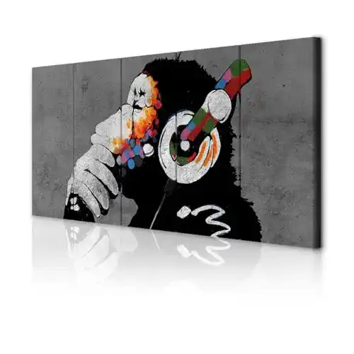 Akustikbild Decomonkey Banksy 100×40 cm 5-teilig