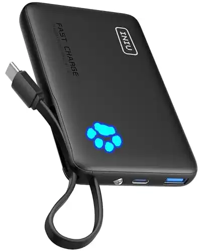 Iniu 45W Power Bank 10000mAh mit integriertem USB-C Kabel