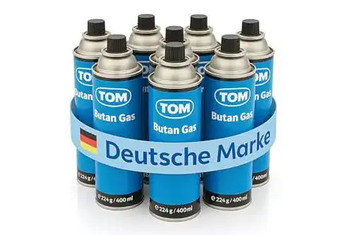 Gaskartuschen TOM Butangas 227 für Kocher und Lampen im Vergleich