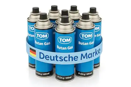 Gaskartuschen TOM Butangas 227 für Kocher und Lampen im Vergleich