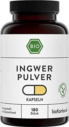 Ingwer Kapseln bioKontor – 180 Stück – Bio und vegan