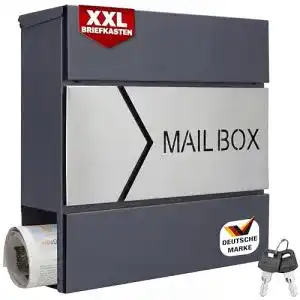 Briefkasten Monzana Design aus Stahl in Anthrazit mit Zeitungsfach