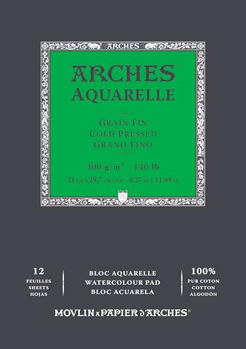 Aquarellpapier Arches A1795091 100% Baumwolle 300 g A4 Block