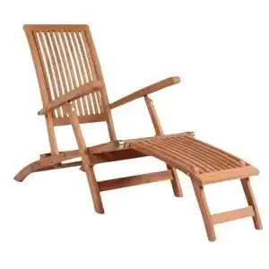 Deckchair aus Teakholz von MR. DEKO Liegestuhl für Garten und Balkon