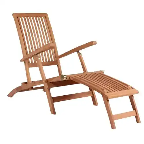 Deckchair aus Teakholz von MR. DEKO Liegestuhl für Garten und Balkon