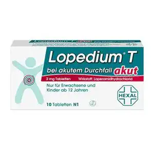 Durchfalltabletten Hexal Lopedium T akut zur Behandlung von akutem Durchfall