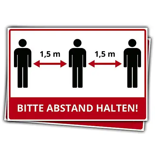 Abstand halten Aufkleber 2 Stück selbstklebend 30 x 20 cm