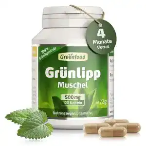 Grünlippmuschel-Kapseln von Greenfood mit 500 mg pro Kapsel