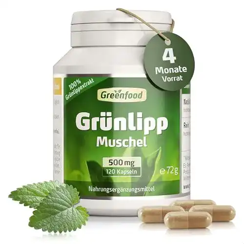 Grünlippmuschel-Kapseln von Greenfood mit 500 mg pro Kapsel