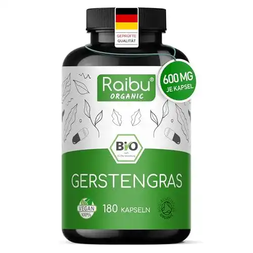 Gerstengras-Kapseln Raibu Bio hochdosiert, 3600 mg, 180 Kapseln