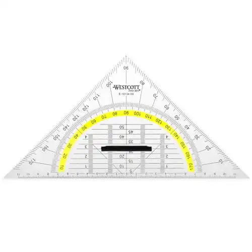 Geodreieck Westcott Geometriedreieck 22 cm mit abnehmbarem Griff