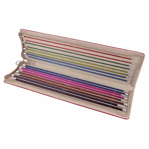 Stricknadeln KnitPro K47408 Set mit Knopf, Metall, rot