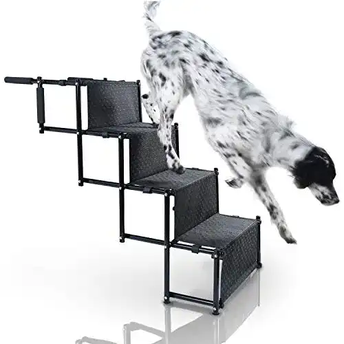 Hundetreppe Bella & Balu – Faltbare 4 Stufen Einstiegshilfe für Hunde