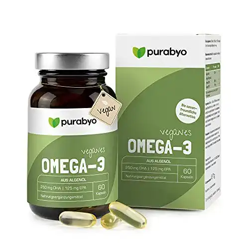 Algenöl Kapseln Purabyo Omega 3 vegan im Glas