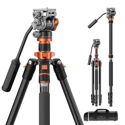 K&F Concept Stativ für Kamera und Video mit Fluidkopf und Einbeinstativ