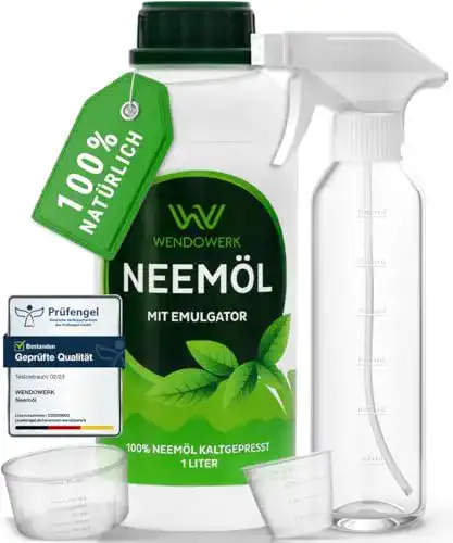 Blattglanzspray mit Neemöl WENDOWERK, 1 Liter inkl. Sprühflasche