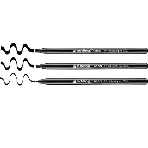 Edding 1255 Kalligrafiestift, schwarz, 3er Set mit Kalligrafiespitze