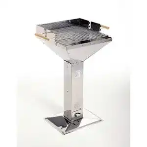 Säulengrill aus Edelstahl von Mr. Gardener mit Holzkohle und Trichterdesign