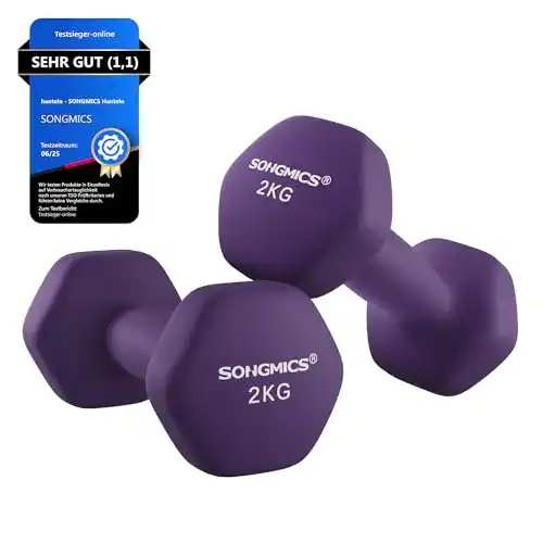 Songmics Kurzhanteln 2 kg im 2er Set mit rutschfester Neopren-Beschichtung