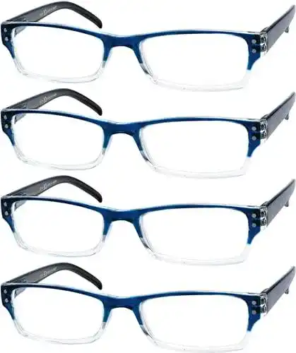Lesebrille Eyekepper 4er-Pack für Damen und Herren rechteckig