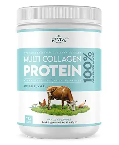 Kollagen Revive Naturals Vanille Multi-Proteinpulver mit 5 Arten