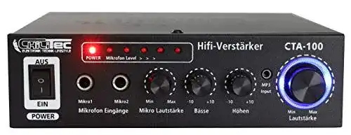 Hifi-Verstärker ChiliTec CTA-100 mit Cinch und Aux Eingängen, 100 Watt