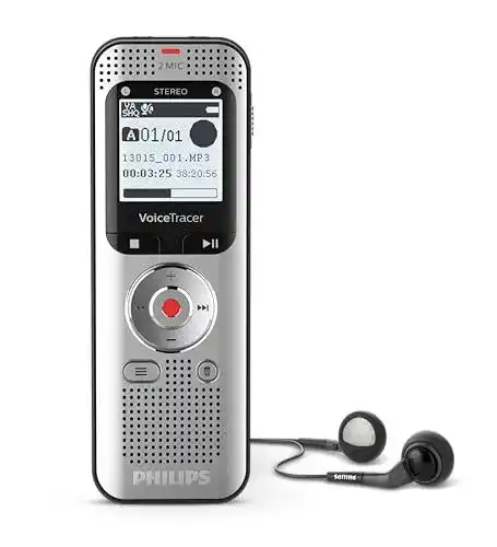 Philips Diktiergerät VoiceTracer DVT2050 mit 8GB Speicher und Stereoaufnahmen