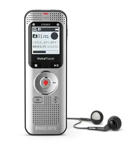 Philips Diktiergerät VoiceTracer DVT2050 mit 8GB Speicher und Stereoaufnahmen