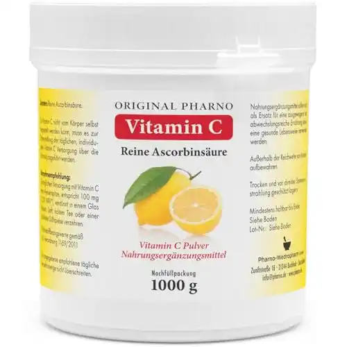 Vitamin C Pulver von Original Pharno – Reine Ascorbinsäure in 1 kg Dose