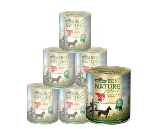 Dehner Best Nature Hundefutter Nassfutter für Hunde, getreidefrei, Rind/Pute/Karotten