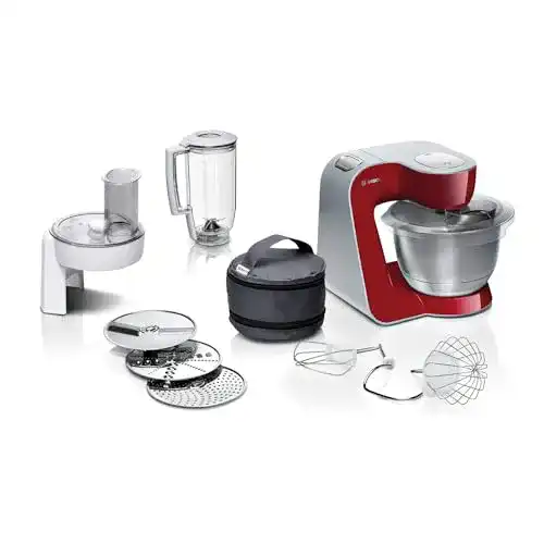 Kompakt-Küchenmaschine Bosch Serie 4 mit Edelstahl-Schüssel und Zubehör