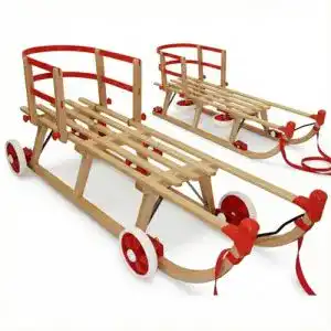 Schlitten mit Lehne Cenano Roll Rodel Holzschlitten für Kinder