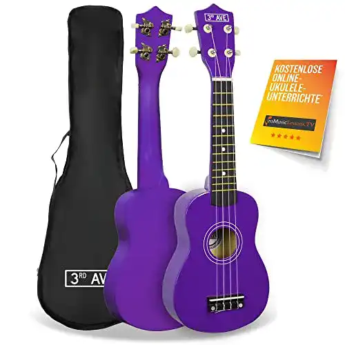 Ukulele 3rd Avenue Sopran für Anfänger 54 cm mit Tasche